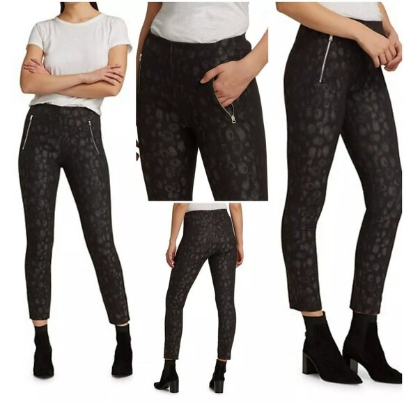 rag & bone Pants - EUC Rag & Bone "Simone" Black Leopard Print Zip Pocket High Rise Pants Size 4